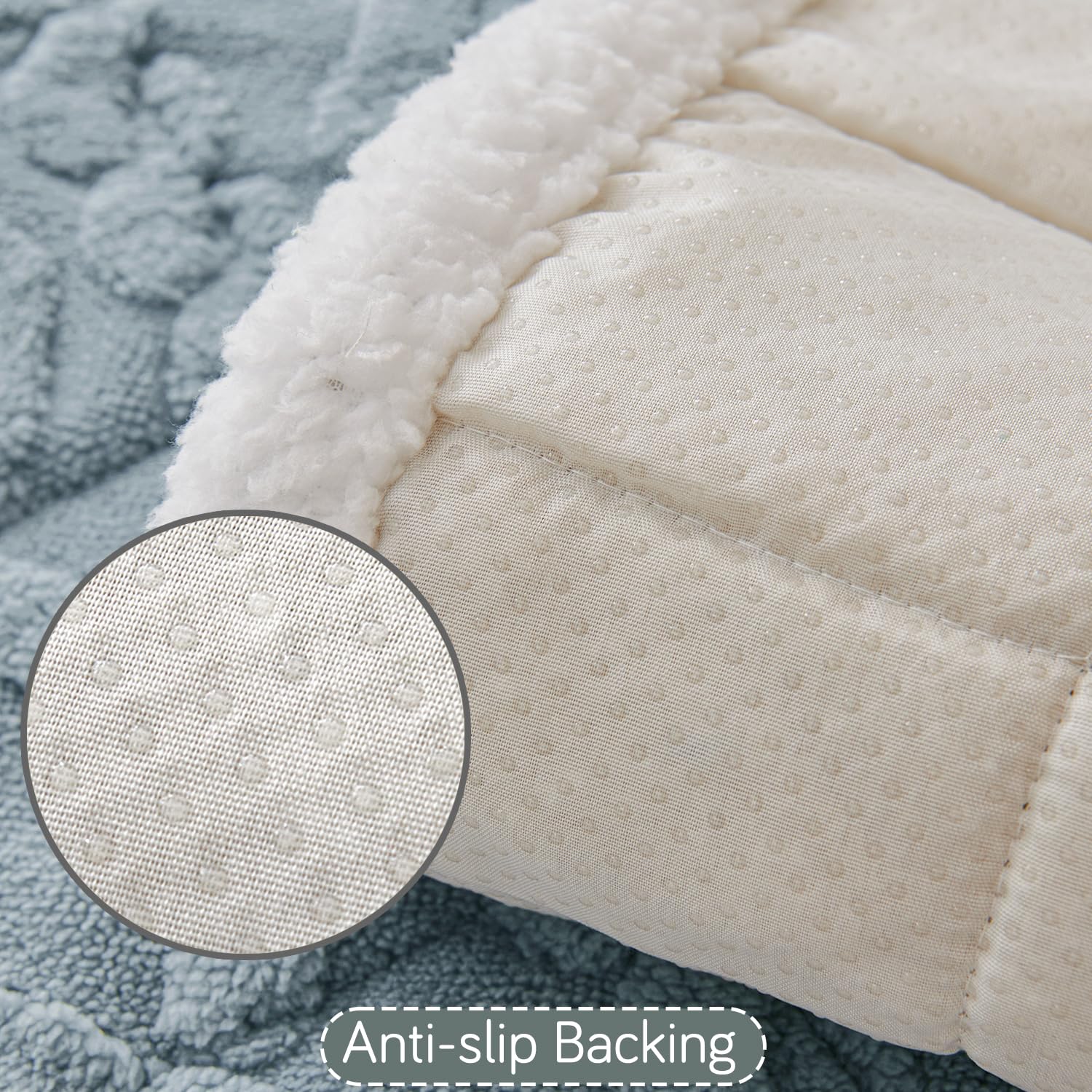 HOKIPO 'Italian Caelora' Luxury Jacquard Plush Sofa Backrest Cover Mat 55x80 cm | Pack of 1 Anti Slip Backrest Mat, Powder Blue (AR-6225-BL) - Image 7