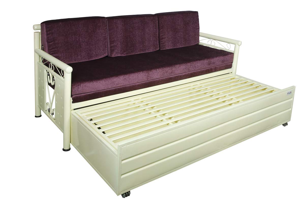 Metal Sofa Cum Bed with Hydraulic Storage Single Size Bed Texture Finish - Colour White by A1 Star Furniture.|A1SFSC43| - Image 3