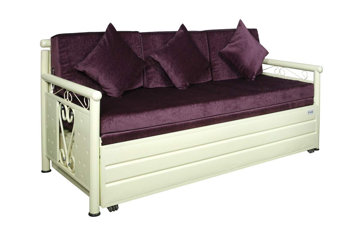 Metal Sofa Cum Bed with Hydraulic Storage Single Size Bed Texture Finish - Colour White by A1 Star Furniture.|A1SFSC43| - Image 6