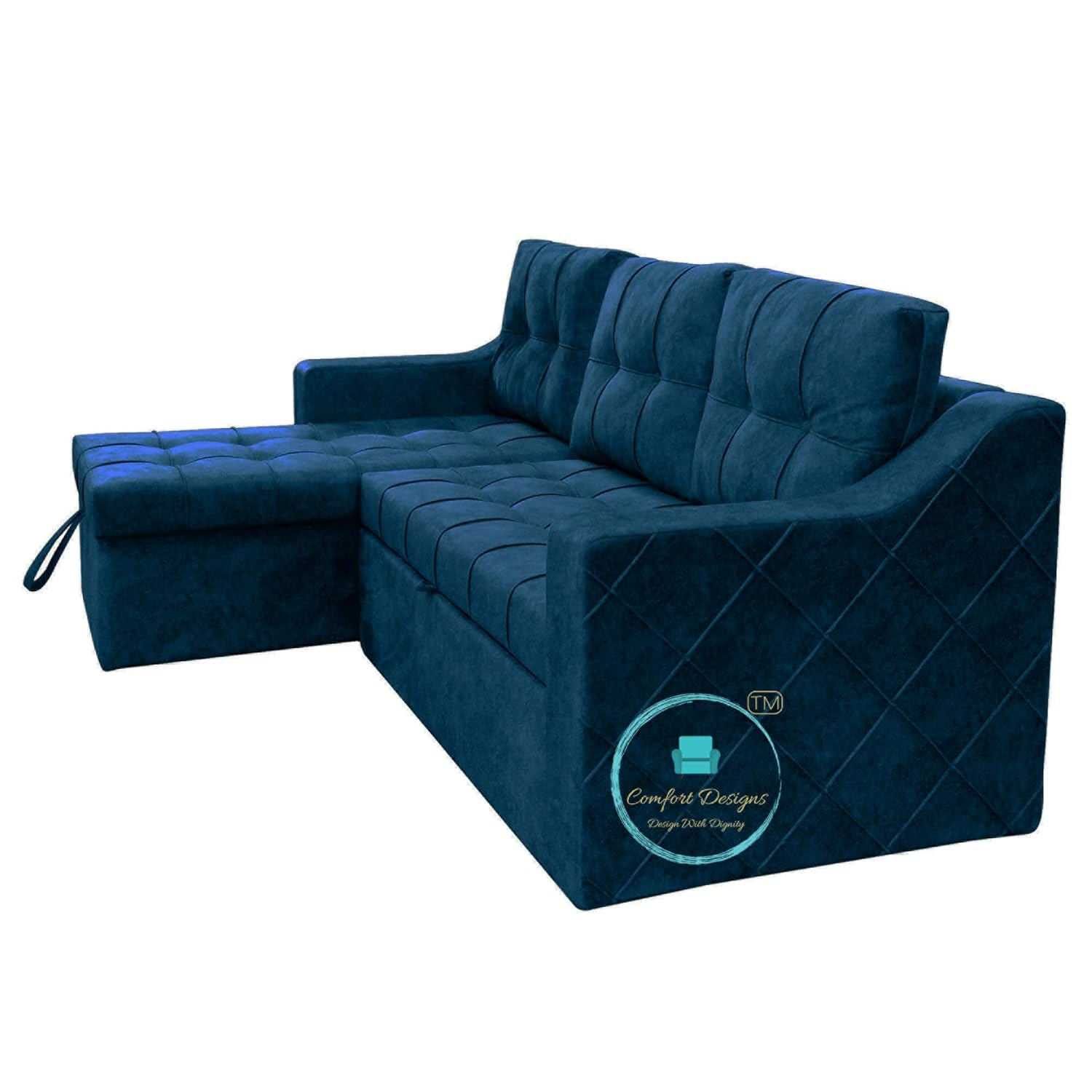 Comfort Designs Suzane Textured Premium Polyester Fabric 4 Seater Corner Sofa Cumbed for Living Room, Functional Storage, Soft, Lightweight, Comfortable Sofa (Blue) - Image 6