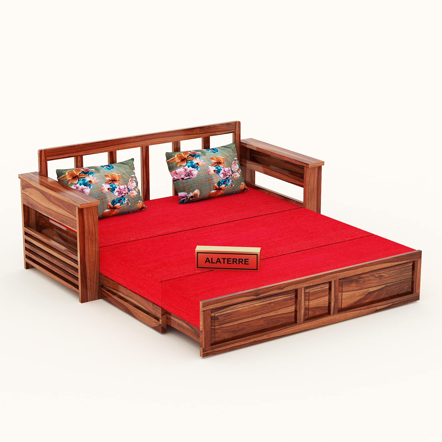 Solid Wood Sofa Cum Bed for Home | Sofa Cums Bed for Living Room Wooden | Without Pillow | Sofa Cum Bed Foldable with Storage | Sofa Cums Bed 3 Seater | 3 Seater Honey Finish - Image 4