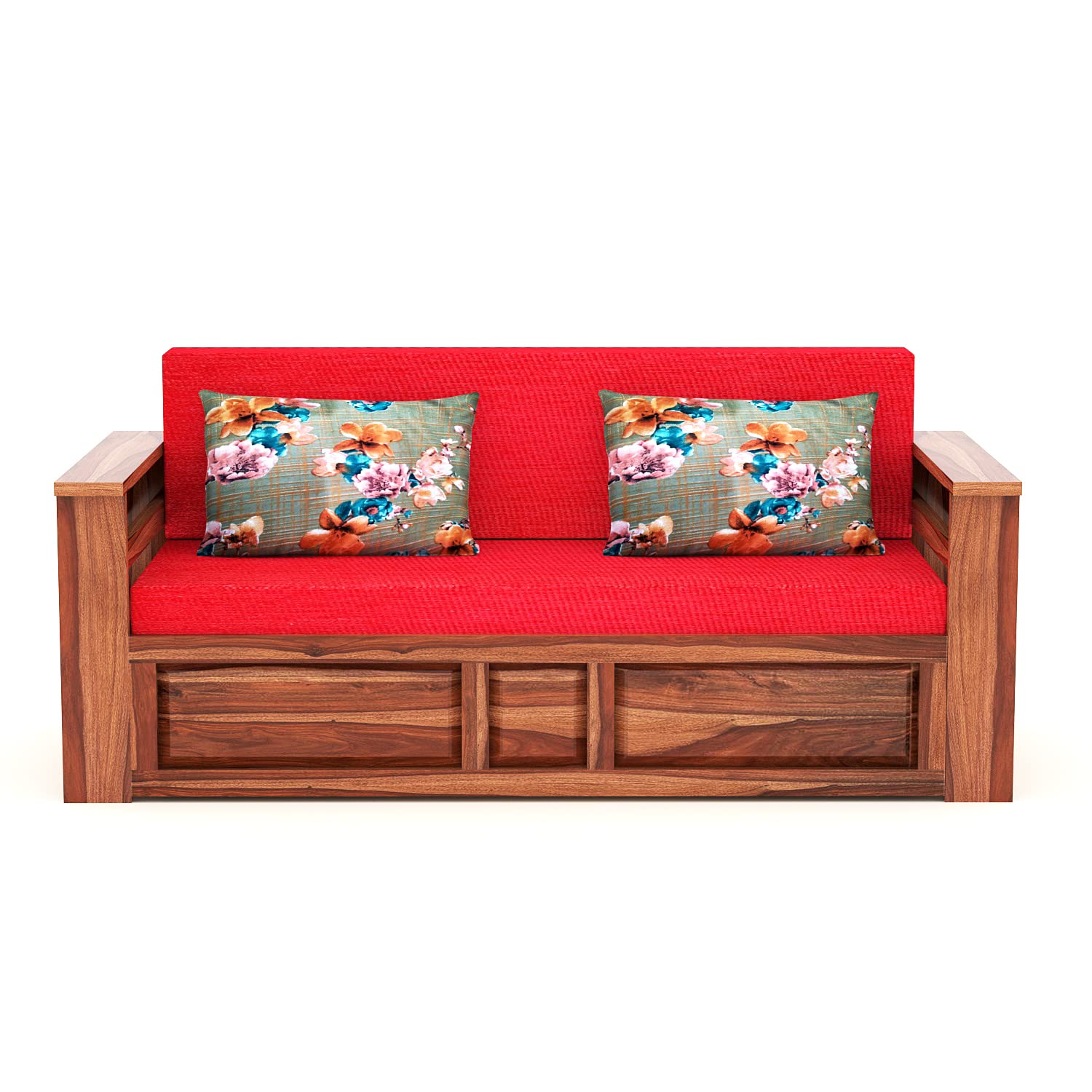 Solid Wood Sofa Cum Bed for Home | Sofa Cums Bed for Living Room Wooden | Without Pillow | Sofa Cum Bed Foldable with Storage | Sofa Cums Bed 3 Seater | 3 Seater Honey Finish - Image 5