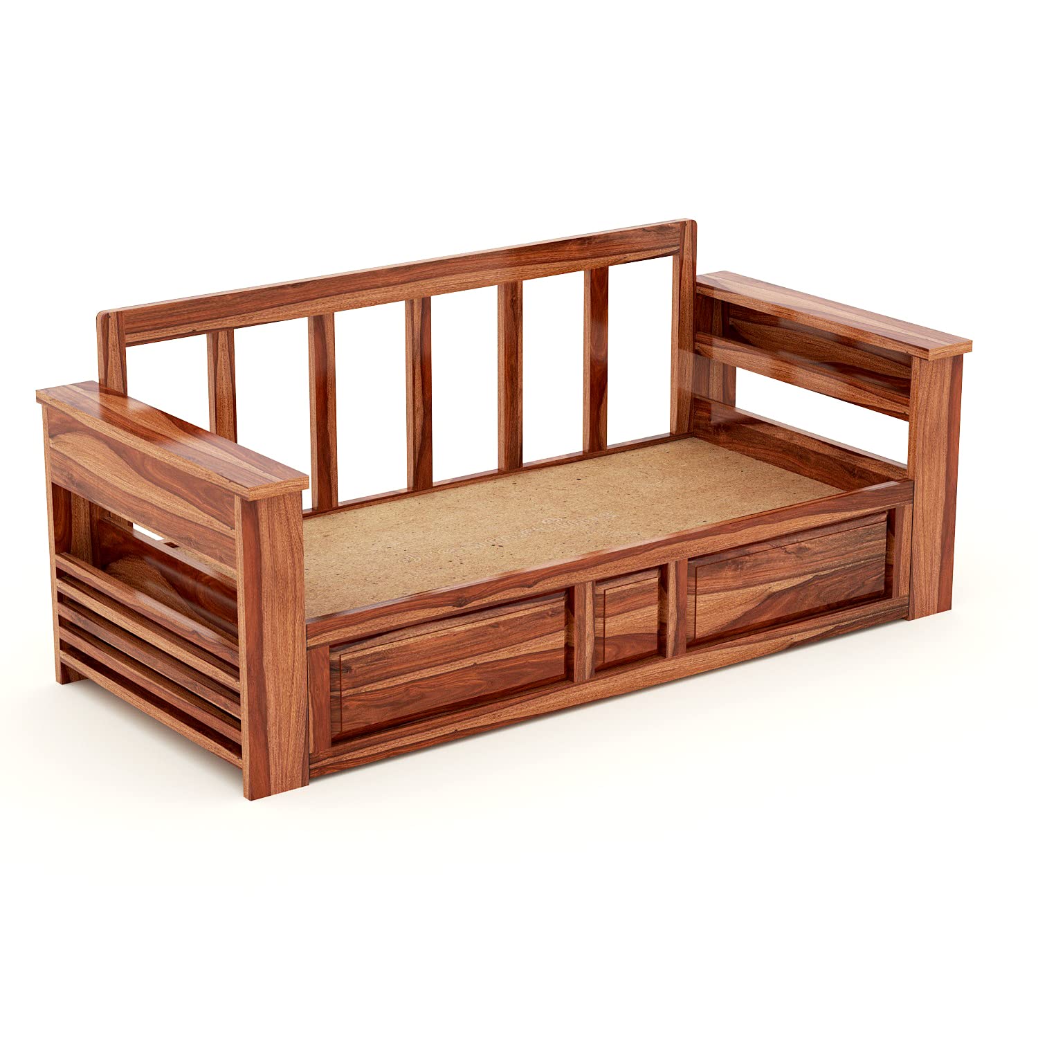 Solid Wood Sofa Cum Bed for Home | Sofa Cums Bed for Living Room Wooden | Without Pillow | Sofa Cum Bed Foldable with Storage | Sofa Cums Bed 3 Seater | 3 Seater Honey Finish - Image 8