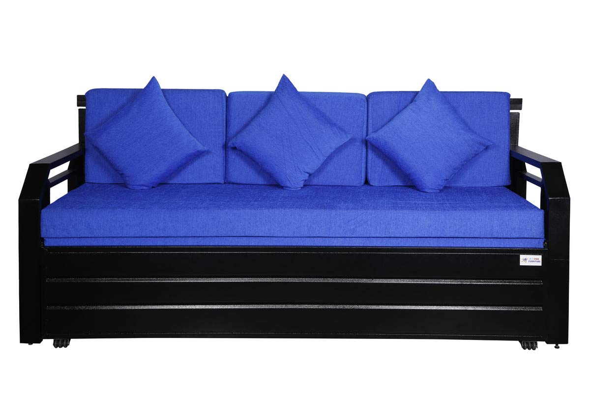 Metal Sofa Cum Bed with Hydraulic Storage Single Size Bed Texture Finish - Colour White by A1 Star Furniture.|A1SFSC53| - Image 4