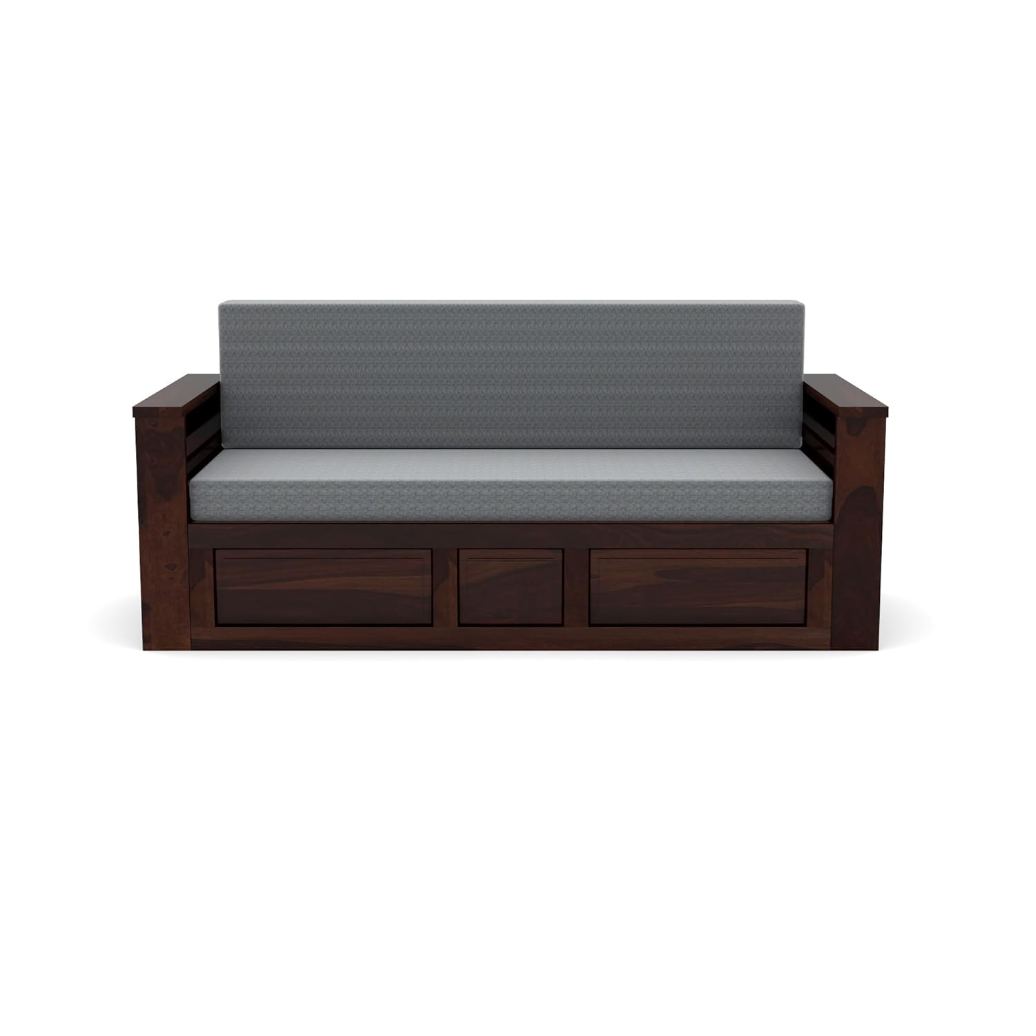 Solid Sheesham Wooden Sofa Cums Bed with Mattress for Living Room | Rosewood 3 Seater Sofa Cums Bed for Bedroom Without Pillow (Walnut,Mossy, 3 Seater) - Image 6