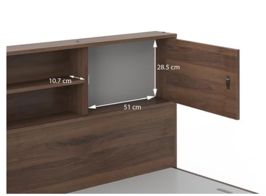 King Size Engineered Wood, Modern Platform Bed with Storage Headboard, King Size, Walnut Brown Finish. - Image 5