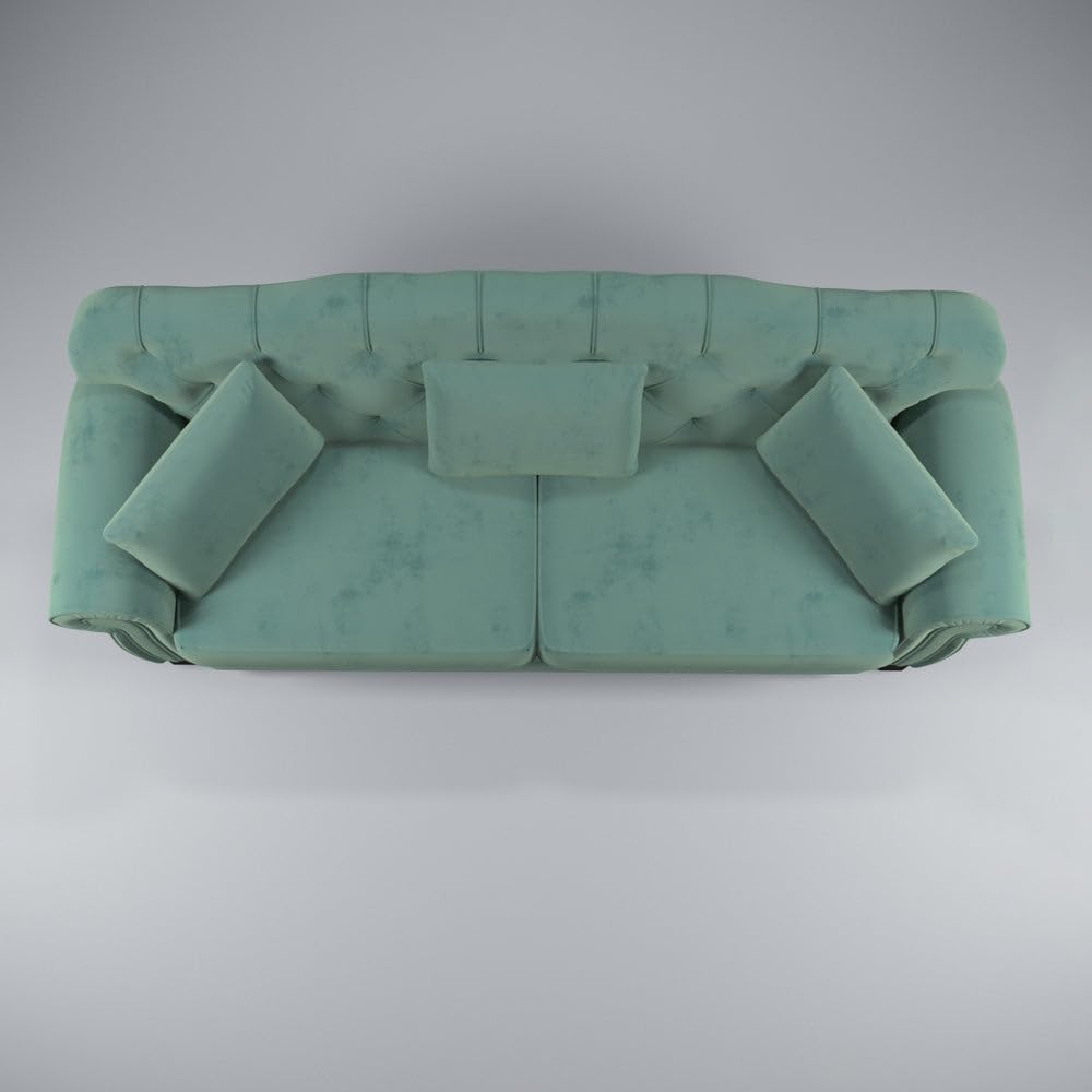 Classic Green Upholstered 3 Seater Sofa with 3 Cushions - Image 4