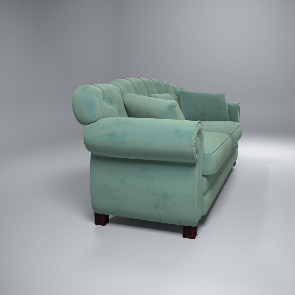 Classic Green Upholstered 3 Seater Sofa with 3 Cushions - Image 6