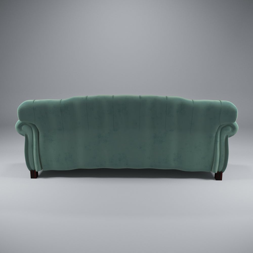 Classic Green Upholstered 3 Seater Sofa with 3 Cushions - Image 7