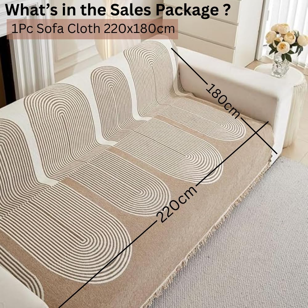 HOMETHREADS Chenille Reversible Thick and Soft Floral Sofa Cover | Elevate Your Living Space with Luxurious Slipcover Solutions for Sofa (Beige, 5 Seater | 220x180cm) - Image 3
