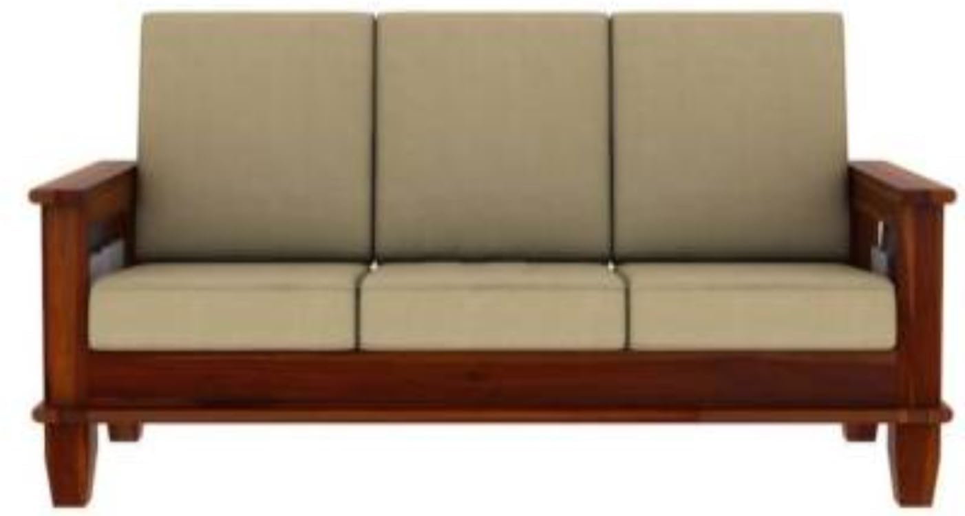 Solid Sheesham Wood Sofas | 3 Seater Sofa| with Cushion for Living Room & Office & Hotel|Color-Honey Finish3s - Image 3