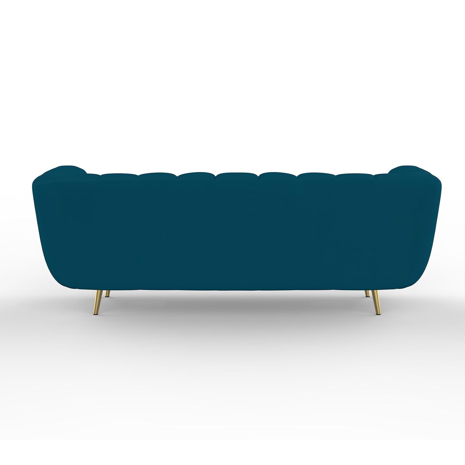 Wakeup India Mushy Premium Fabric Sofa Set | Pocket Spring Cushion 3 Seater Sofa | Padded Cushioned Armrest | Metal Leg with Golden Polish (Peacock Blue, Seating-3) | 3 Years Warranty, 3-Person Sofa - Image 3