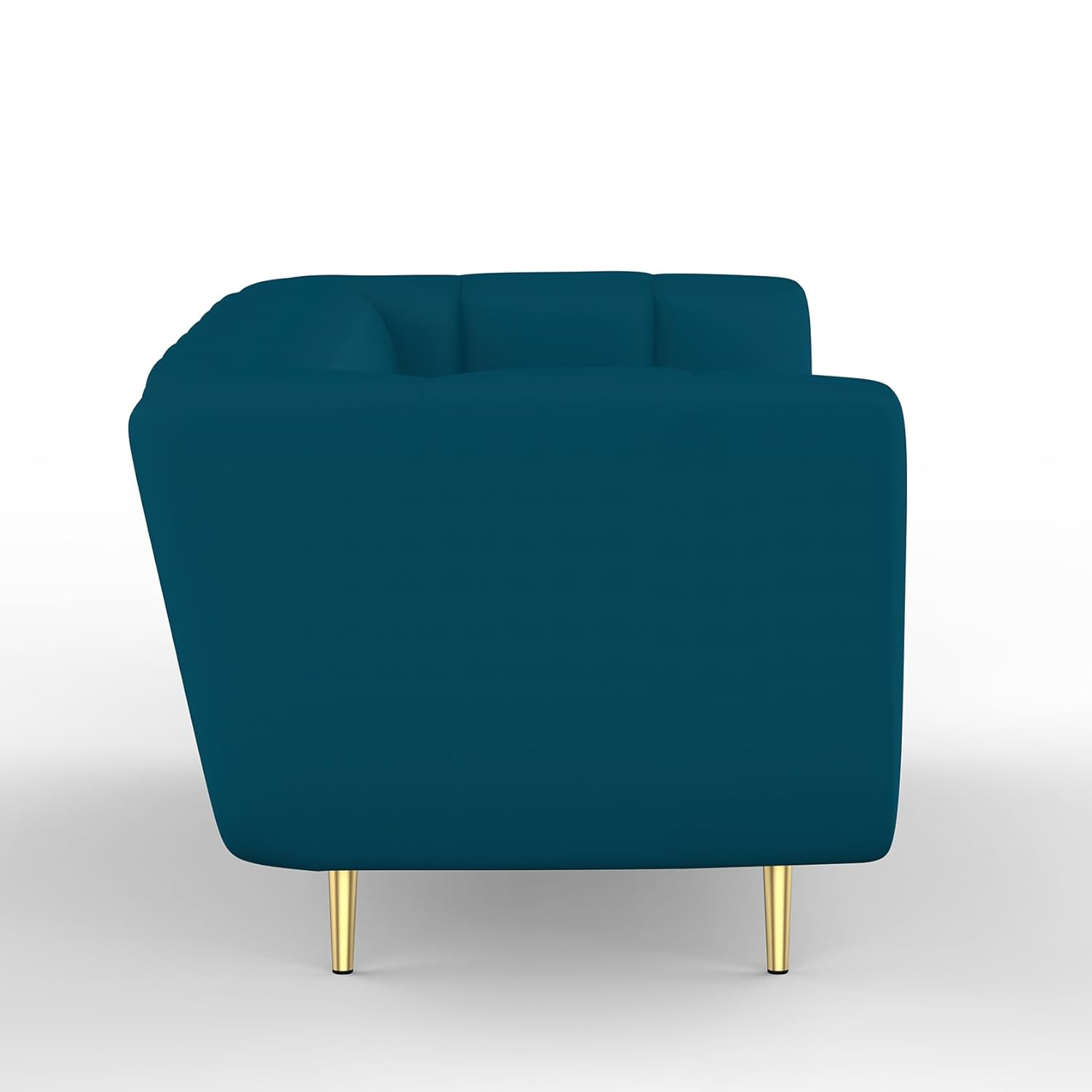 Wakeup India Mushy Premium Fabric Sofa Set | Pocket Spring Cushion 3 Seater Sofa | Padded Cushioned Armrest | Metal Leg with Golden Polish (Peacock Blue, Seating-3) | 3 Years Warranty, 3-Person Sofa - Image 5