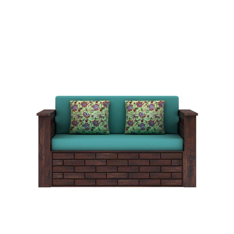 Sheesham Wooden Sofa Cum Bed for Living Room with Side Storage - 2 Seater Sofa Cum Bed with Storage - 2 Person Sofa Cum Bed Wooden with Cushion Seating (Walnut, 2 Seater) - Image 6