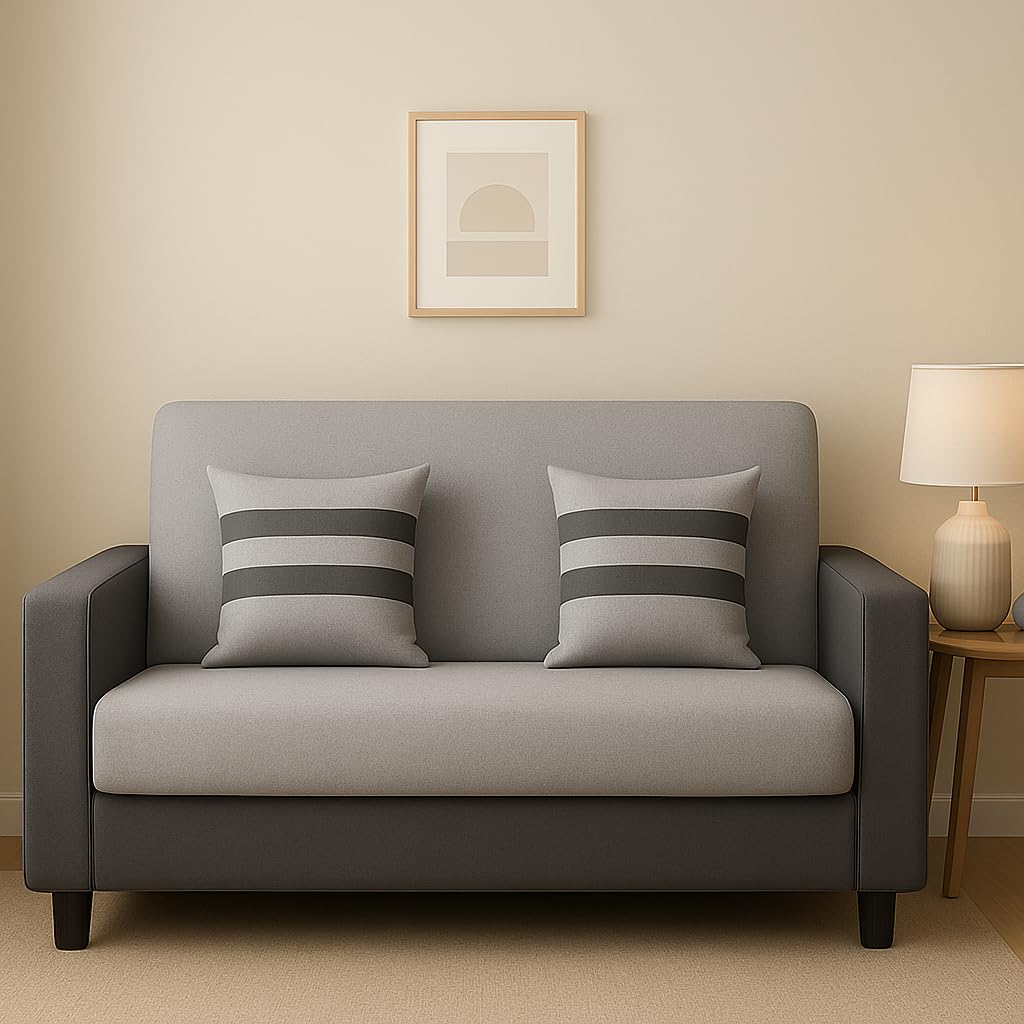 2 Seater Sofa | Fabric 2 Seater Sofa Set | Sofa for Living Room & Home | Furniture for Office & Hotels | Fabric Color:- Grey & Black - Image 2