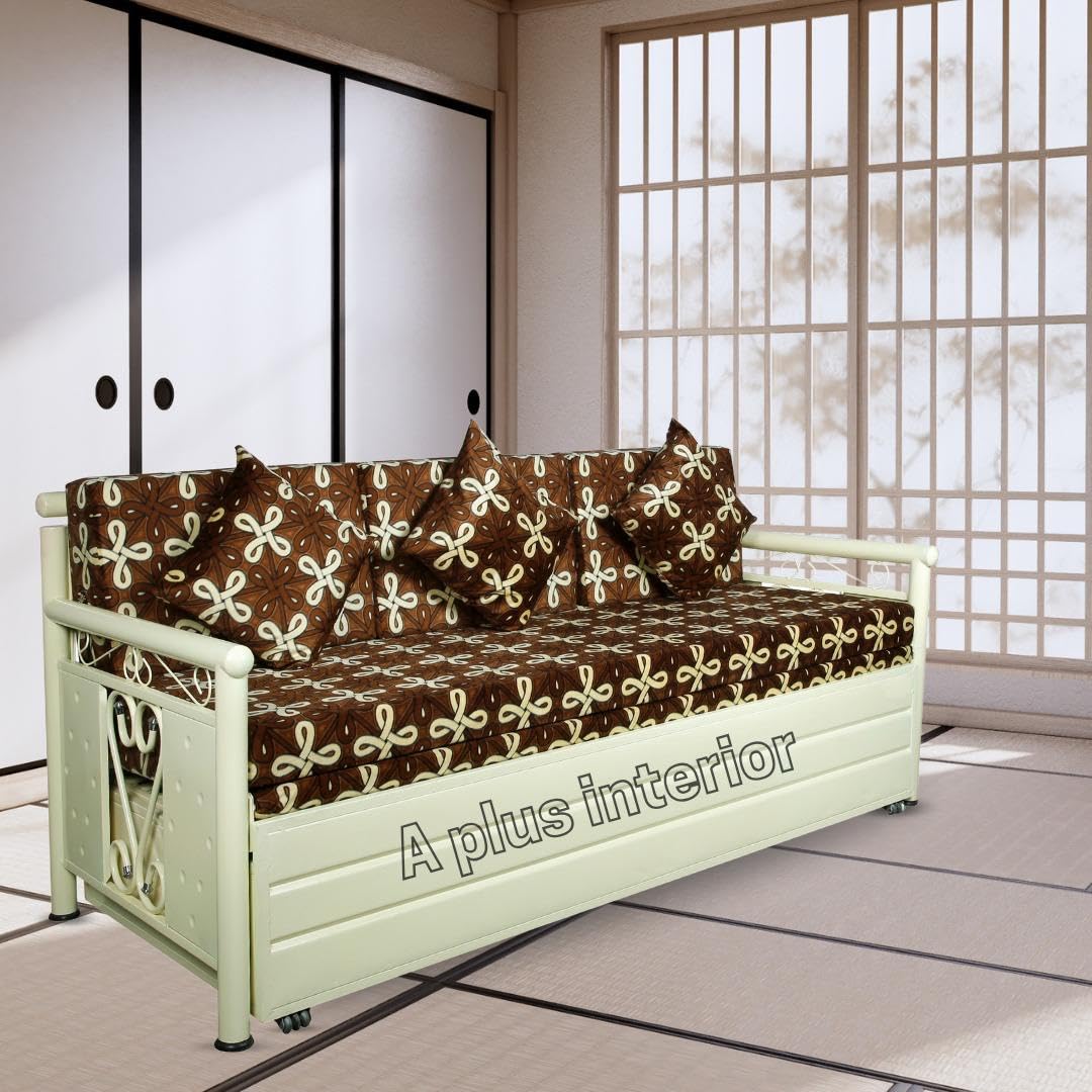 3 Seater Metal Sofa Cum Bed with Hydraulic Storage for Living Room (Black); Size: King - 6 x 6 - APICK4001 - Image 2