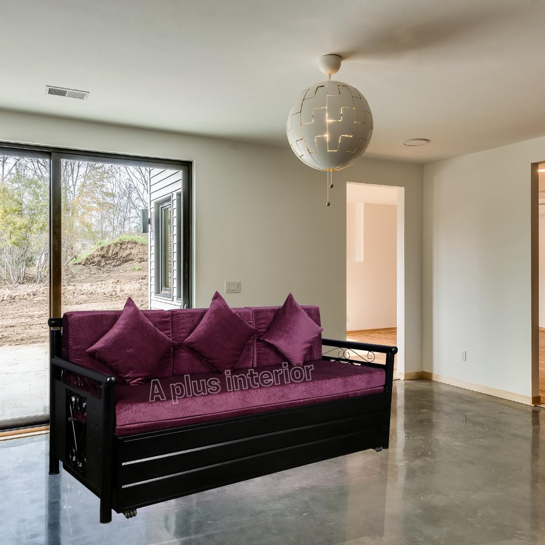 3 Seater Metal Sofa Cum Bed with Hydraulic Storage for Living Room (Black); Size: King - 6 x 6 - APICK6001 - Image 2