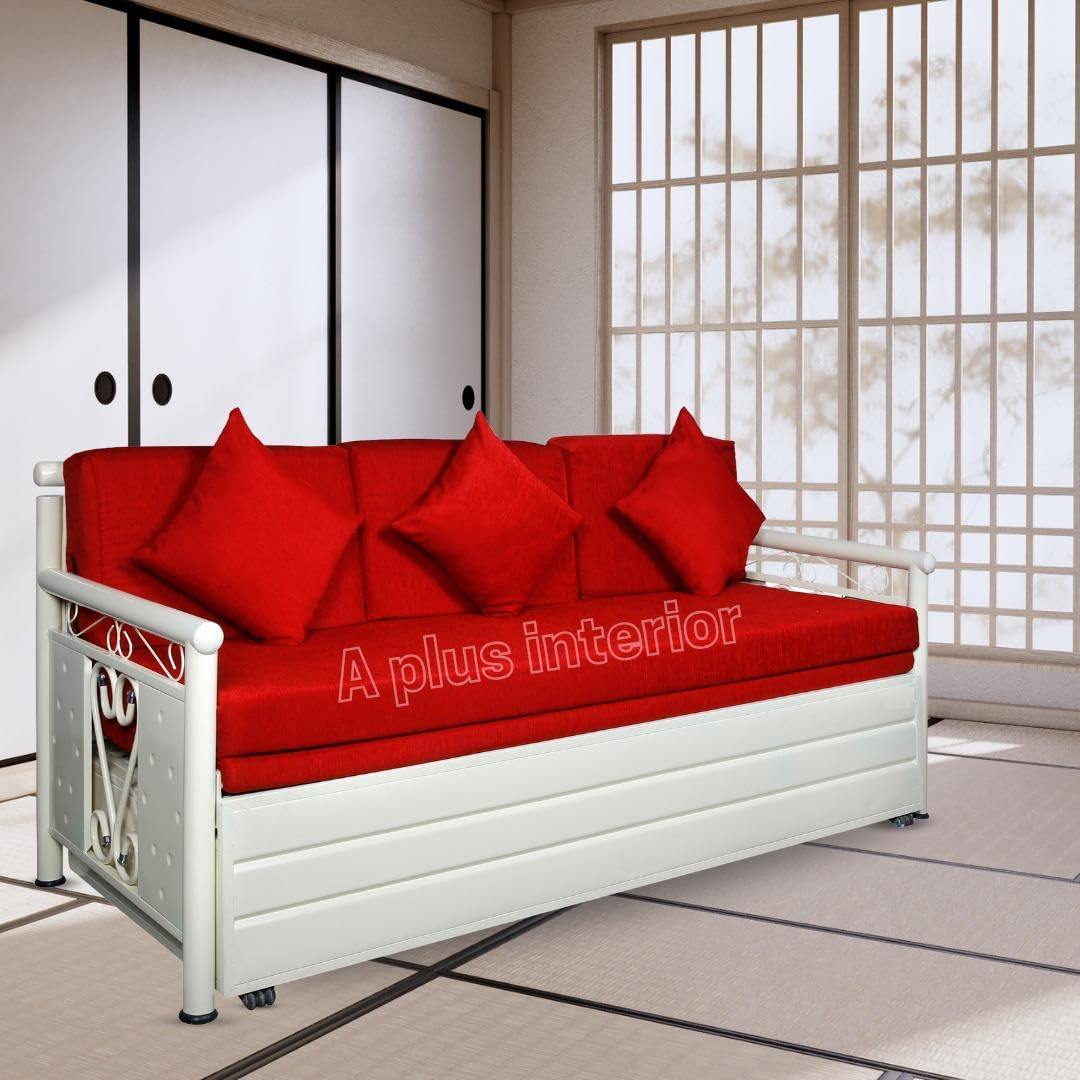 3 Seater Metal Sofa Cum Bed with Hydraulic Storage for Living Room (Black); Size: Single - 4 x 6 - APICS2003 - Image 2