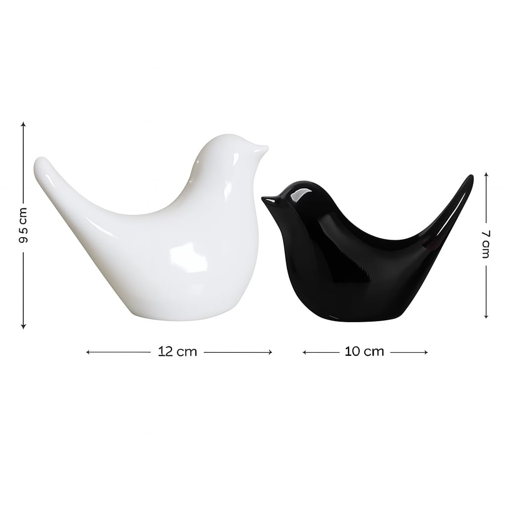 LIFEHAXTORE® Creative White and Black Glossy Ceramic Birds Figurines Home Decorations Accessories Party (Pack of 2) - Image 7