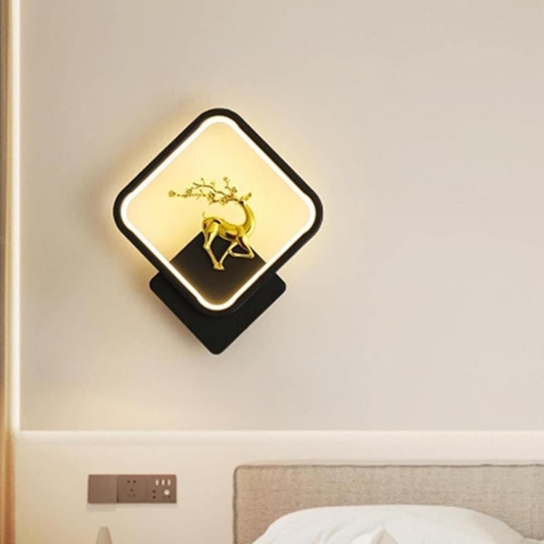 fizzytech Fancy Light Square LED Wall Light with Golden Deer Decor – Wall Lights for Living Room, Bedroom, Hallway – 4 Color Modes, Energy-Efficient Interior Wall Sconce - Image 6