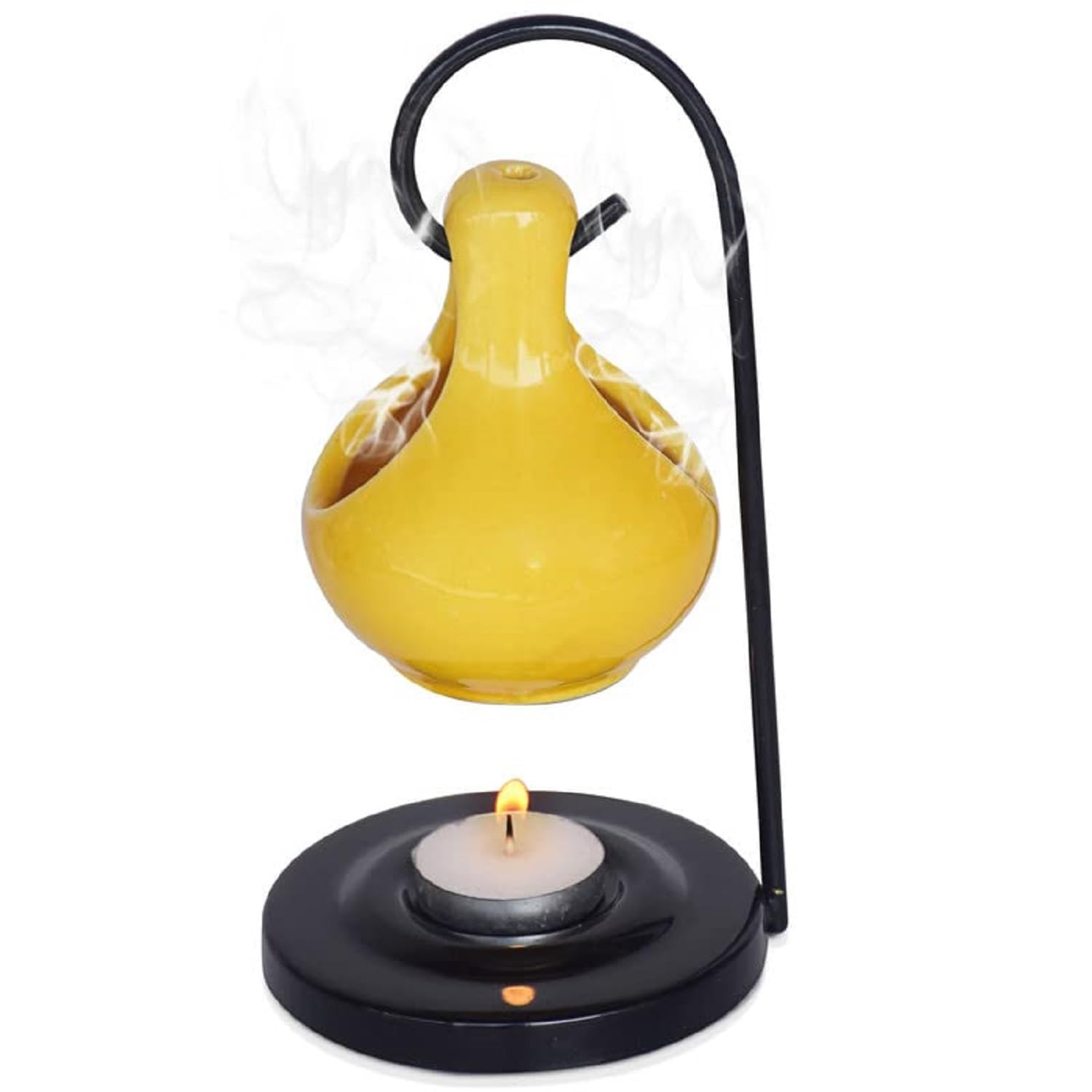 Pure Source India Ceramic Aroma Oil Diffuser Hanging Burner for Home Fragrance Decoration and Gifting, 4 x 8 Inch (Hanging - Yellow) - Image 3