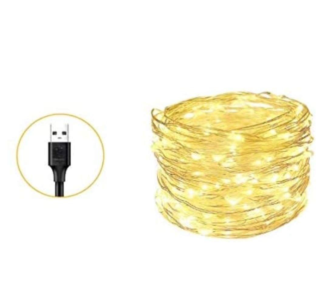 tu casa DW-440-USB-Led Copper Fairy Light, Waterproof(10 MTRS-100 Bulbs) Nickel Finish -Warm White - Image 3