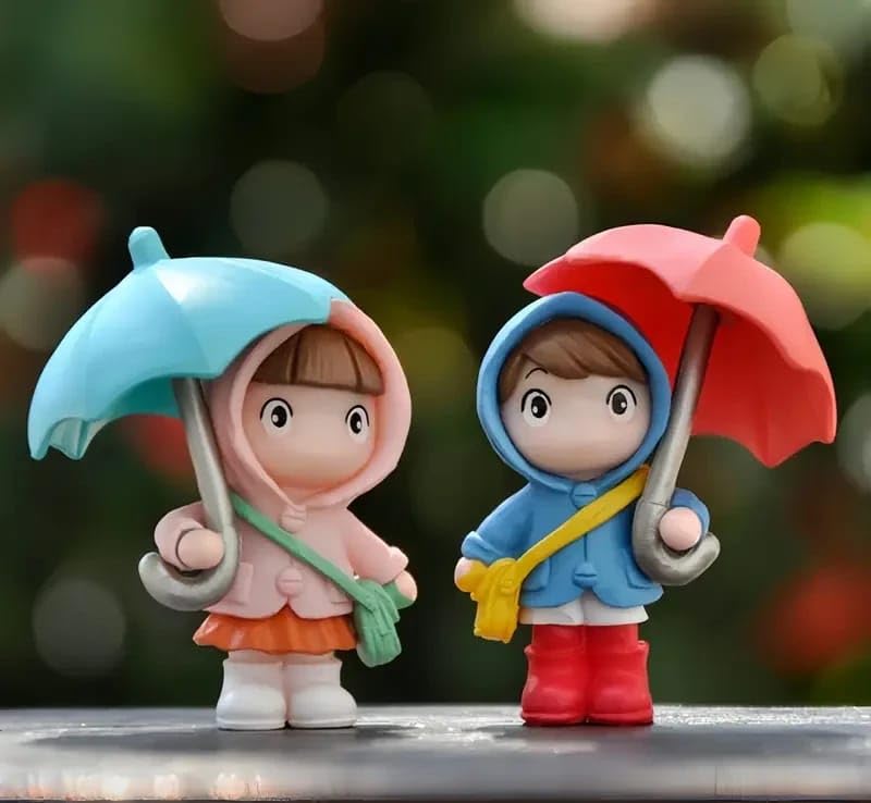 VRB Dec 4 Pcs Miniature Showpiece Set for Home Decor,Car Dashboard,Valentine,Living Room,Gifts Figurines,Cake Decoration Items,Figurines for Home Decor. (4 Pcs Open Umbrella Miniature) - Image 6
