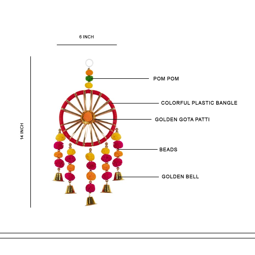 Kaameri Bazaar Wool Colorful Wall Decor And Door Hangings For Home Decoration | Festive Decoration | Balcony, Room, Temple Decoration | Pooja Room Decoration | Decorative Hanging Items | Pack Of 4 - Image 5