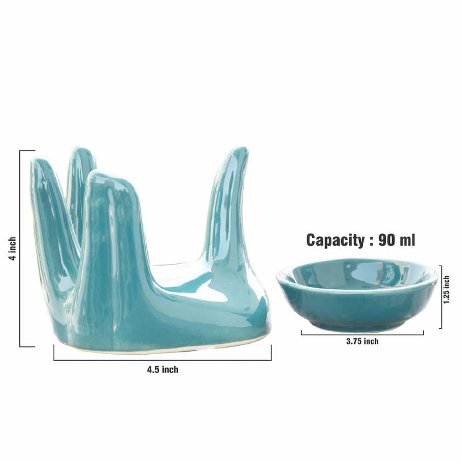 Pure Source India Ceramic Hand Type Oil Burner Diffuser for Home, Office, with 1 Tea Light Candle, Made by Porcelain (Green) - Image 4