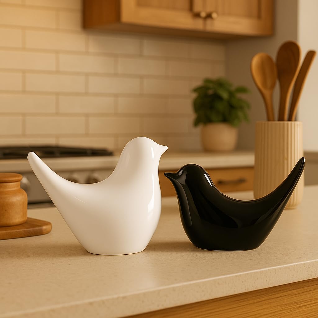 LIFEHAXTORE® Creative White and Black Glossy Ceramic Birds Figurines Home Decorations Accessories Party (Pack of 2) - Image 6