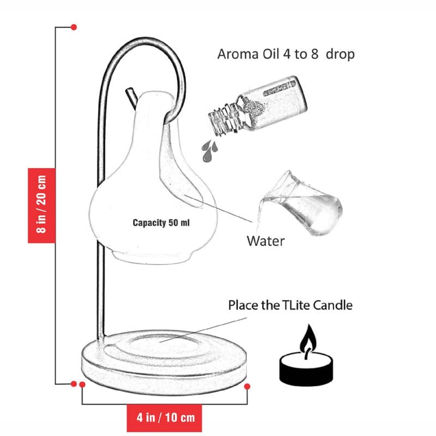 Pure Source India Ceramic Aroma Oil Diffuser Hanging Burner for Home Fragrance Decoration and Gifting, 4 x 8 Inch (Hanging - Yellow) - Image 4