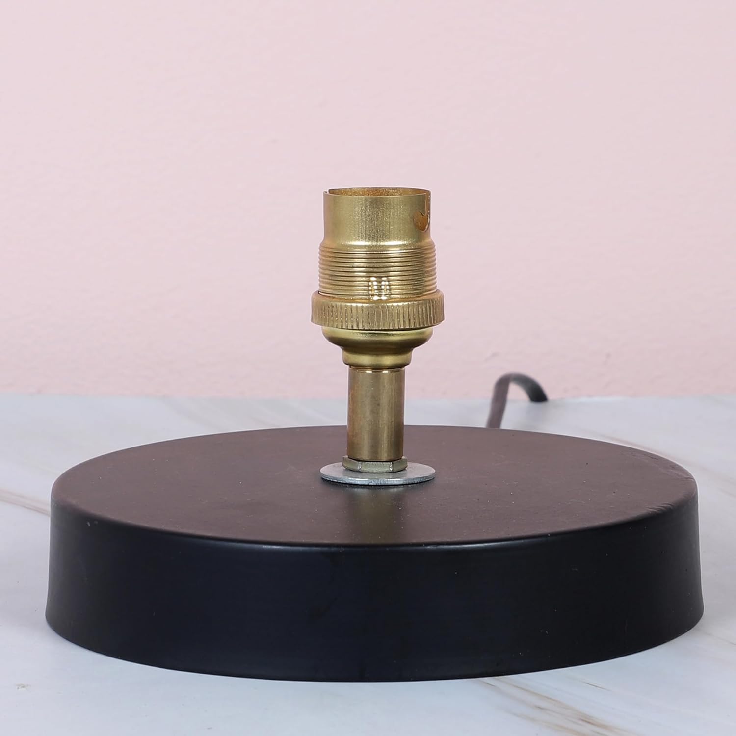 tu casa Urban Radiance Black Metal Base Table Lamp with Narcissue Floral Print with Satin Shade for Home Decoration Bedroom Living Room Lounge Office Festival Gifting Study Table H - 9" / No Blub - Image 3