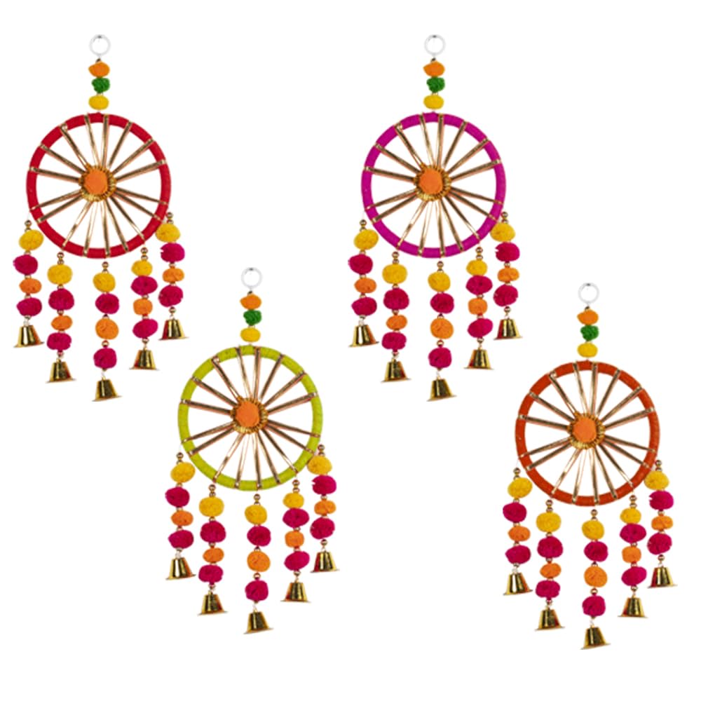 Kaameri Bazaar Wool Colorful Wall Decor And Door Hangings For Home Decoration | Festive Decoration | Balcony, Room, Temple Decoration | Pooja Room Decoration | Decorative Hanging Items | Pack Of 4 - Image 6