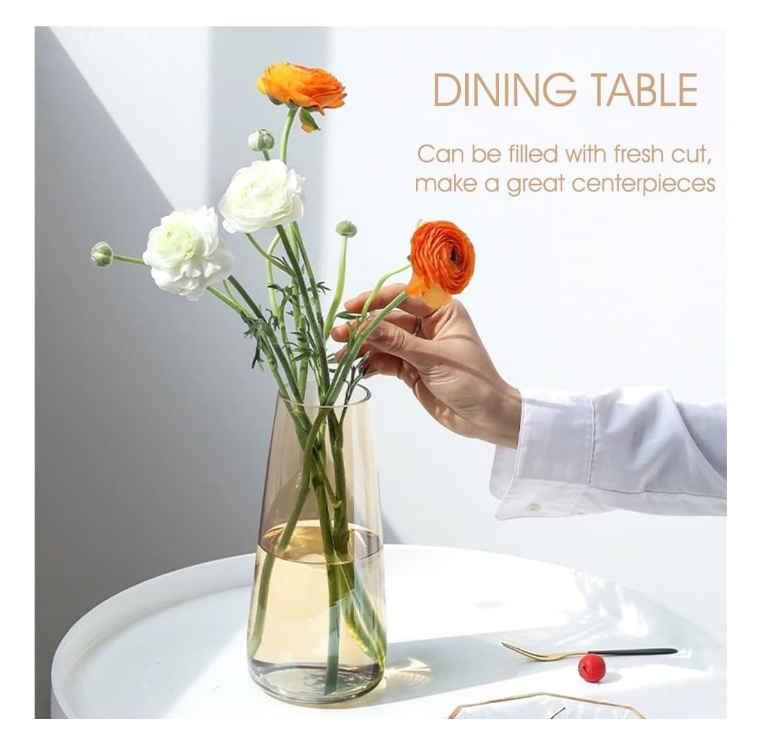 SPHINX Decorative Glass Vase for Flowers Plants Home Decor Office Living Table Decorations, Vases for Home Decor, Luster Glass Vase,Modern - (Crystal Amber, Approx 9 Inches Height) - Image 5