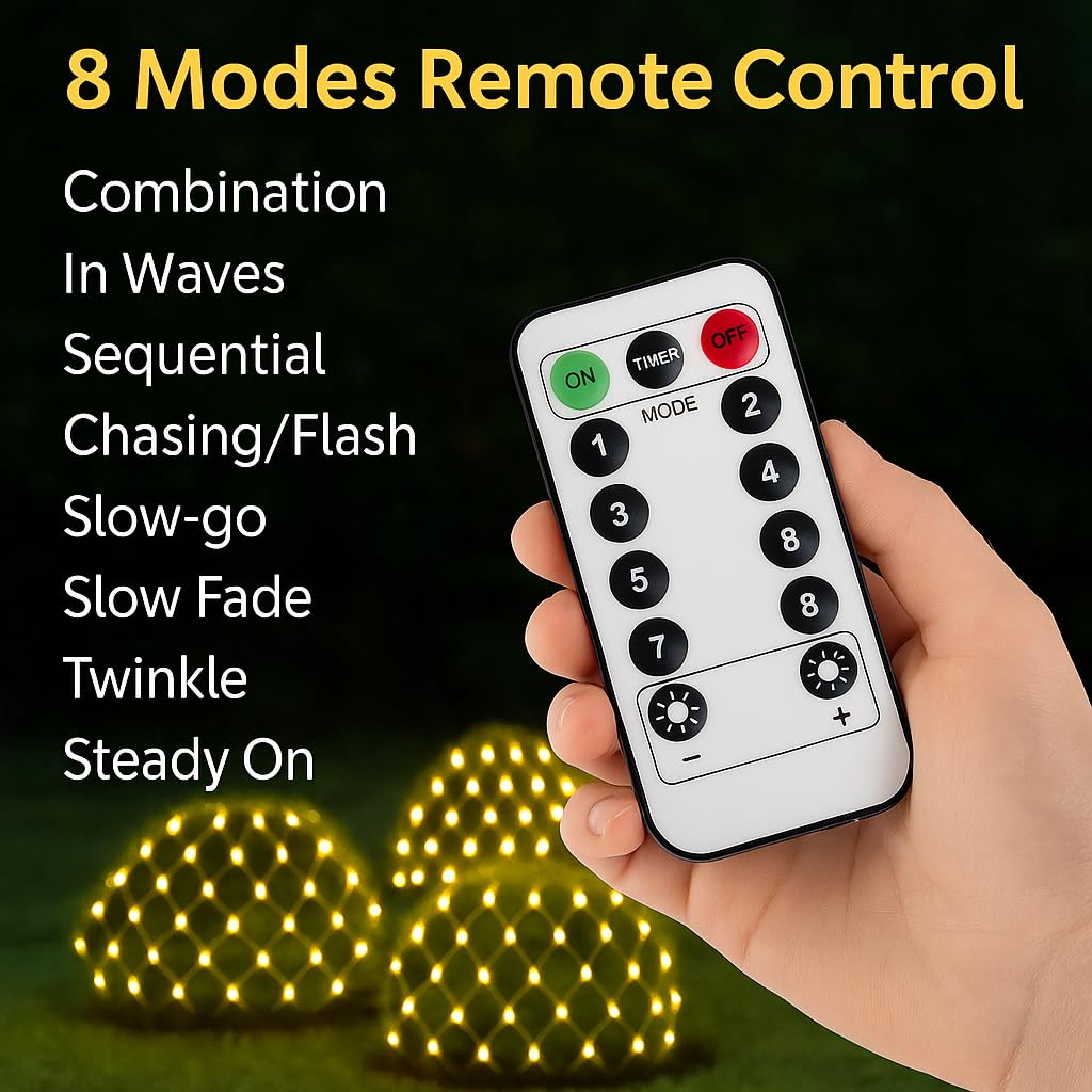 Gesto Net Mesh Lights – 200 LED Warm White Waterproof Serial String Lights with Remote & 8 Modes | Mesh Curtain Lights for Balcony,Garden,Patio,Indoor Outdoor, Diwali Decoration & Christmas (6 x 6 Ft) - Image 5