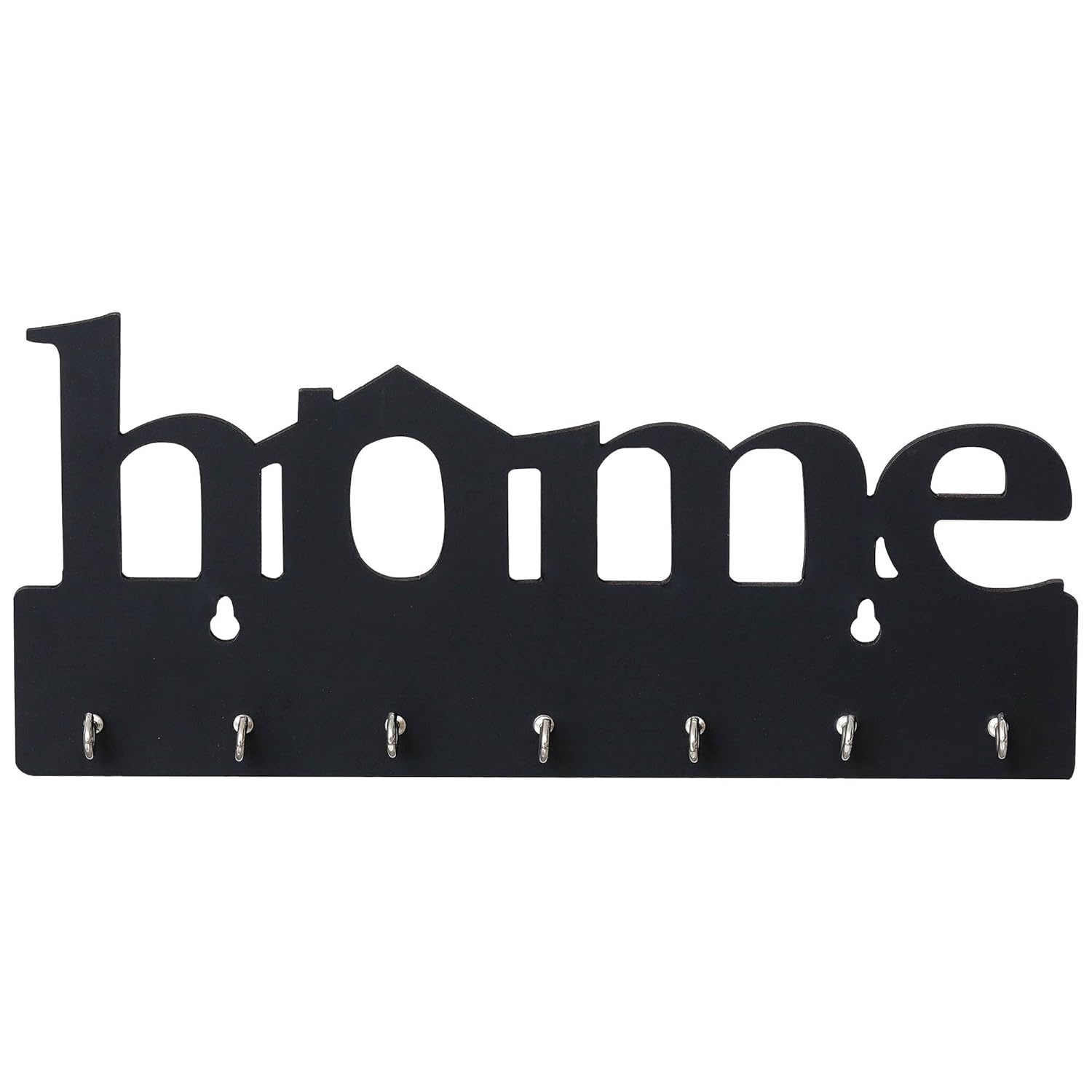 Webelkart Premium Home Keys Wooden Key Holder (29 cm x 13.5 cm x 0.4 cm, Wood) 7 Hook - Decorative Items for Home Decor (Black) - Image 6