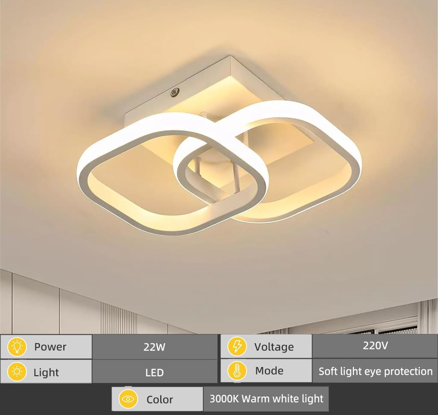 Desidiya Modern Dimmable Minimalist LED Pendant Light, Modern Flush Mount Fixture with Adjustable Light, Three Color Dimming for Bedroom, Living Room, and Dining Room False Ceiling Pendant Light - Image 3