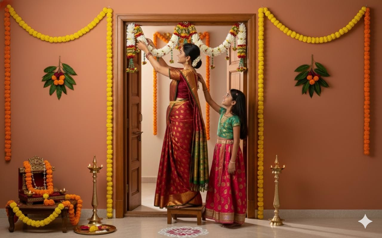 Daedal crafters Crystal Hanging Artificial Flower Toran for Main Door Entrance, Reusable Thoran for Pooja Mandir, Living Room & Home Décor, Bandarwal for Festival Decoration (42x14 inch) - Image 10