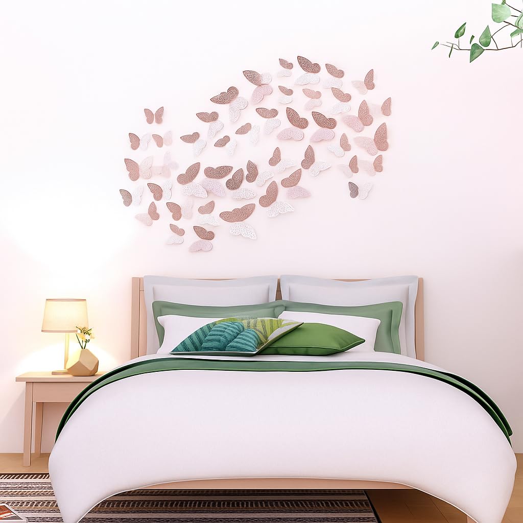 Xtore ® Congealed Paper Metallic Finish Home Decor 3D Butterfly with Sticking Pads (Rose Gold) -Set of 12 Pcs - Image 5