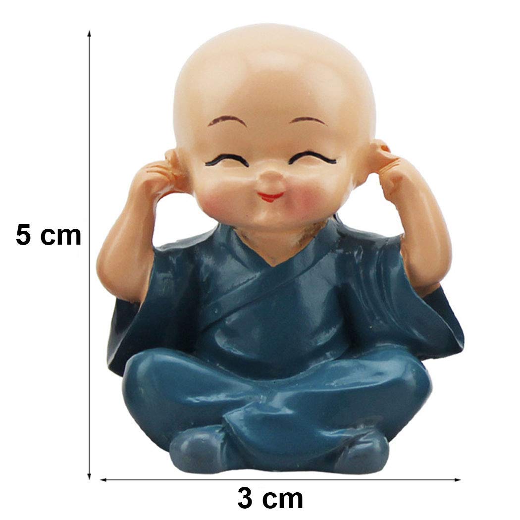 Ascension Resin Buddha Monk Statues, Small, Multicolour, Set of 4 Buddha Figurine good luck Sculpture Decoration for Indoor Outdoor Garden car dashboard Porch Yard Art Decor - Image 8
