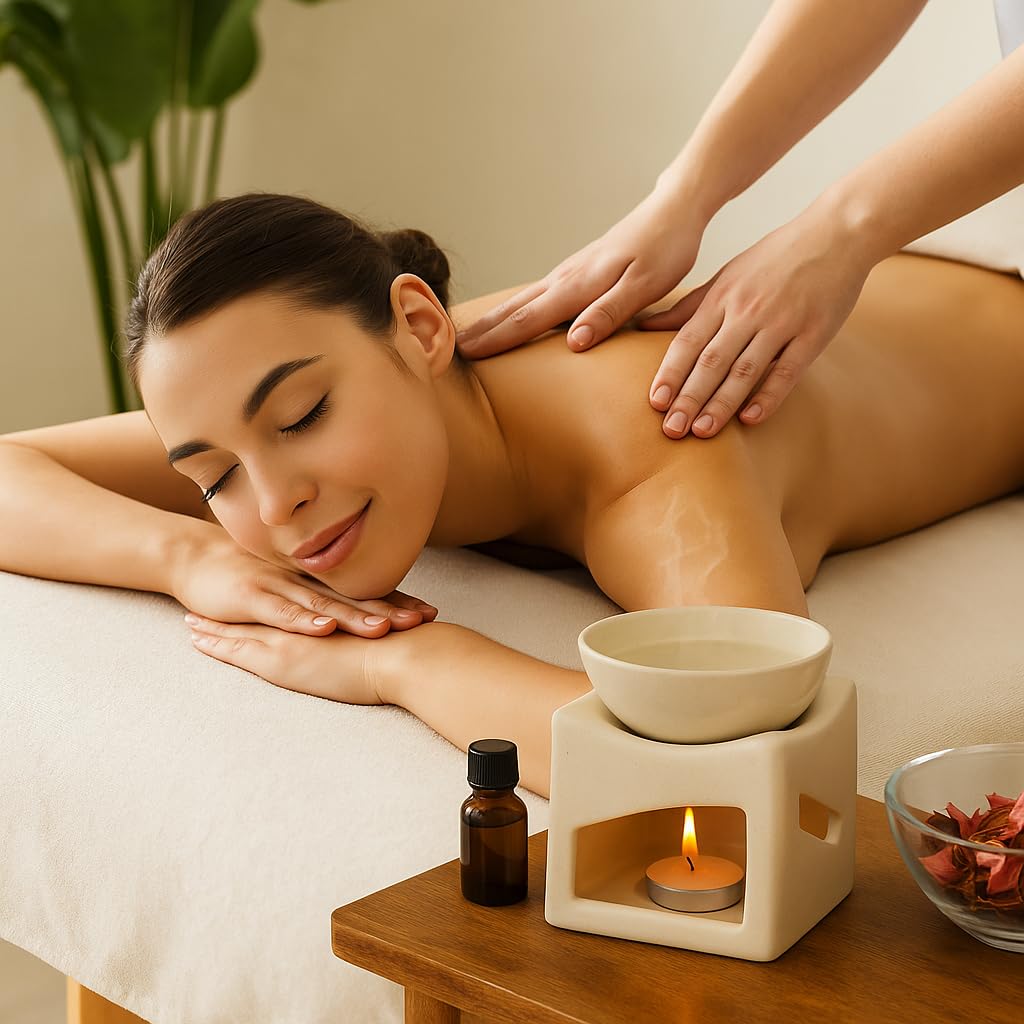 Pure Source India Ceramic Clay Candle Operated Aroma Burner Oil Diffuser, Extra Large Bowl, with 1 Tealight, 4.25 Inch, (Ivory White) - Image 9