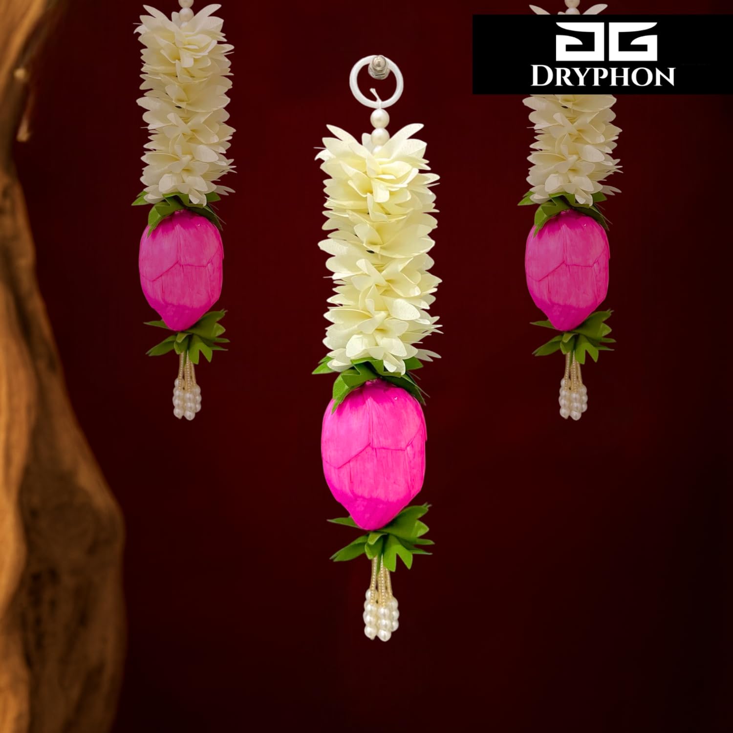 10Pcs Fabric Lotus Hanging Decoration, 10 inch, Multipurpose Home Decor for Ganpati/Diwali/Navratri/Puja Mandir, Lotus Hang, 10pc - Image 6