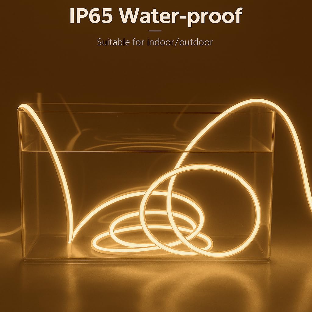 Gesto 16.4 Feet Neon LED Strip Light with 12V Adapter | Cuttable Flexible Waterproof Rope Light for Wall Decor,Indoor & Outdoor Decoration,Custom Names,Signage & Diwali Decorative Lighting-Warm White - Image 5