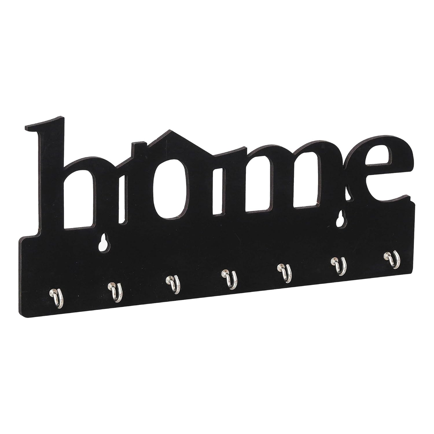 Webelkart Premium Home Keys Wooden Key Holder (29 cm x 13.5 cm x 0.4 cm, Wood) 7 Hook - Decorative Items for Home Decor (Black) - Image 5