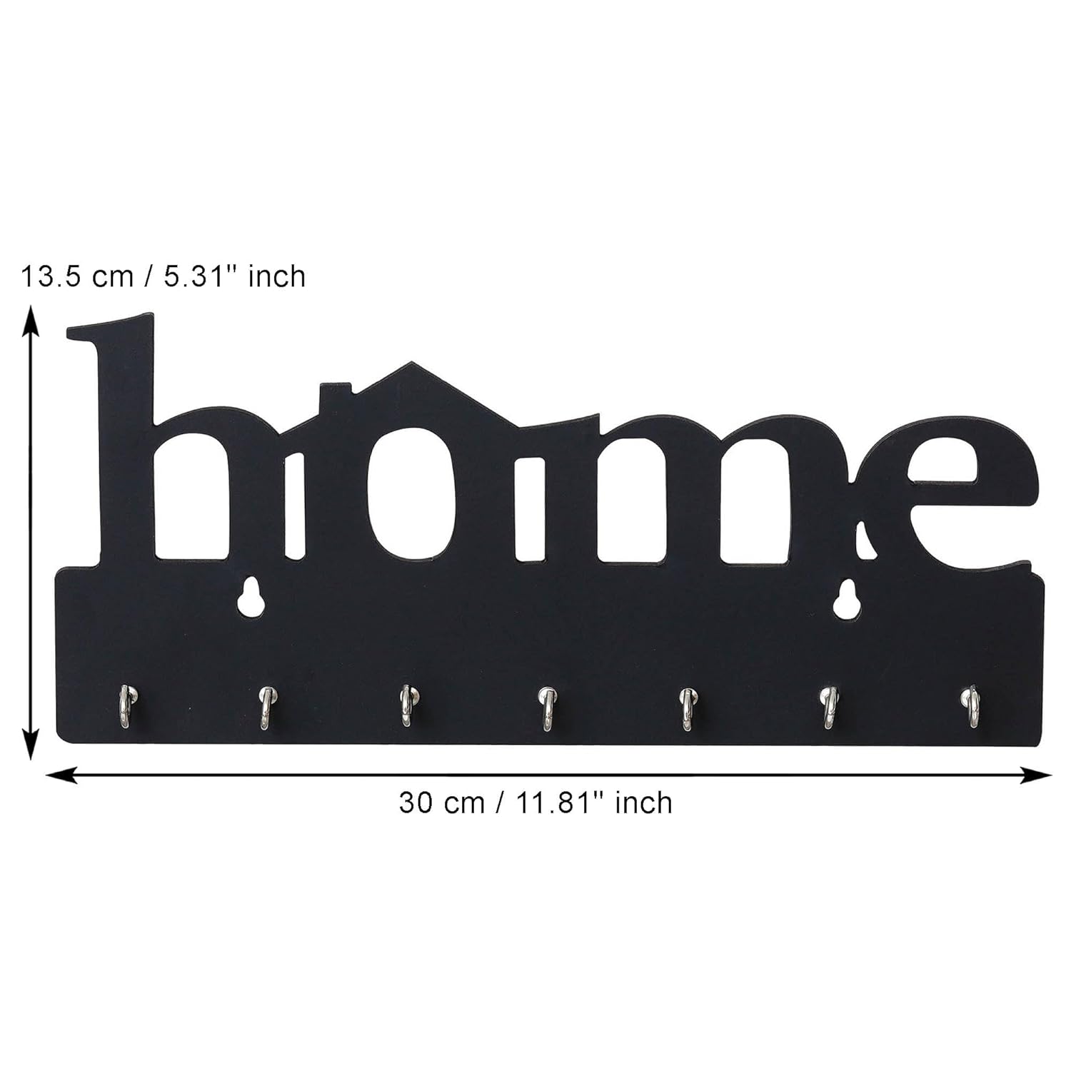 Webelkart Premium Home Keys Wooden Key Holder (29 cm x 13.5 cm x 0.4 cm, Wood) 7 Hook - Decorative Items for Home Decor (Black) - Image 4