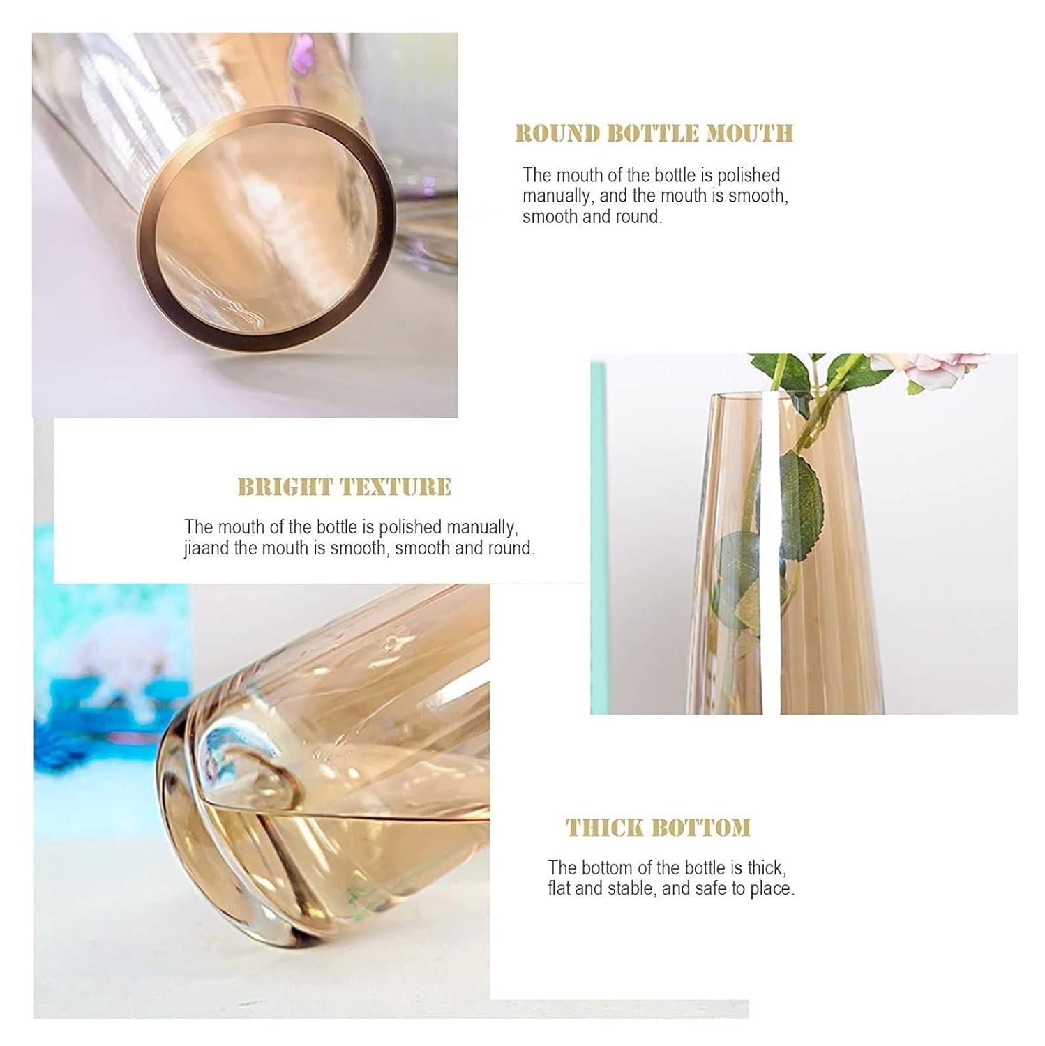 SPHINX Decorative Glass Vase for Flowers Plants Home Decor Office Living Table Decorations, Vases for Home Decor, Luster Glass Vase,Modern - (Crystal Amber, Approx 9 Inches Height) - Image 7