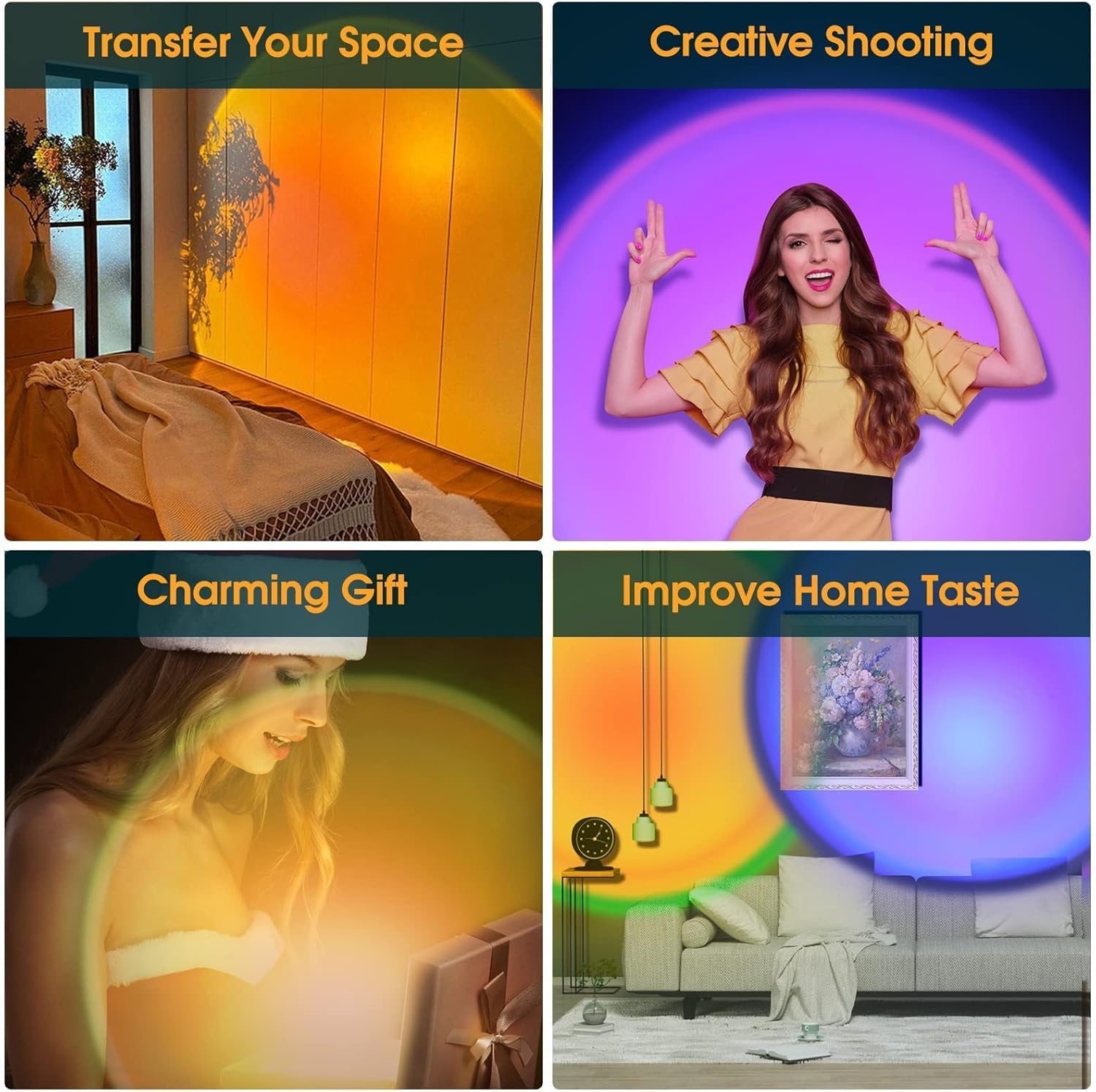 Desidiya® 16-Color LED Night Light Sunset Lamp with Remote & USB – 360° Rotating Projection Light for Room Ambience, Wall Decor, Photography & Mood Lighting - Image 6