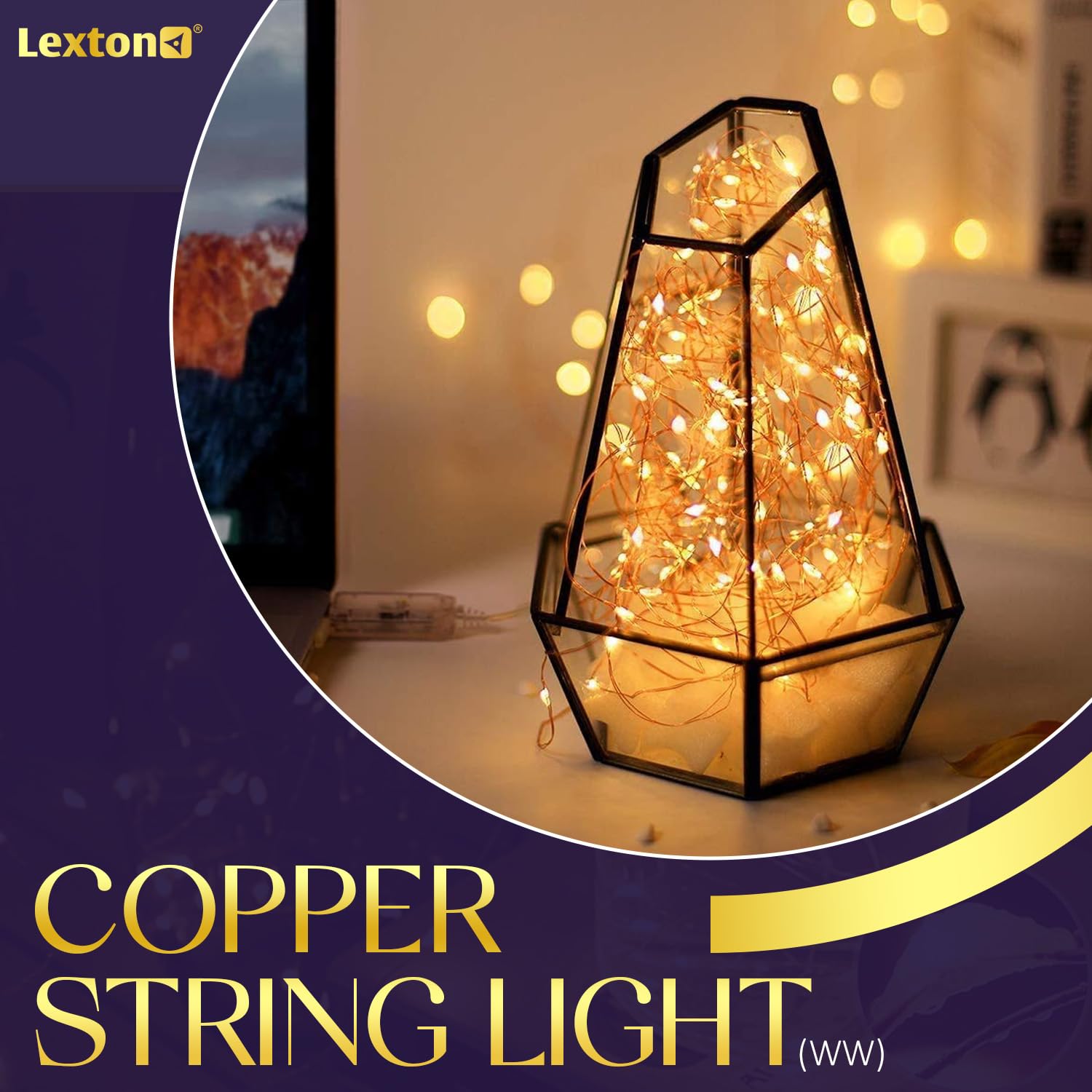 Lexton 10 Meter LED Copper String Light | USB Powered Fairy Lights | Warm White Decorative Lights for Diwali, Festival, Home, Balcony & Outdoor Decoration, Pack of 1 - Image 4