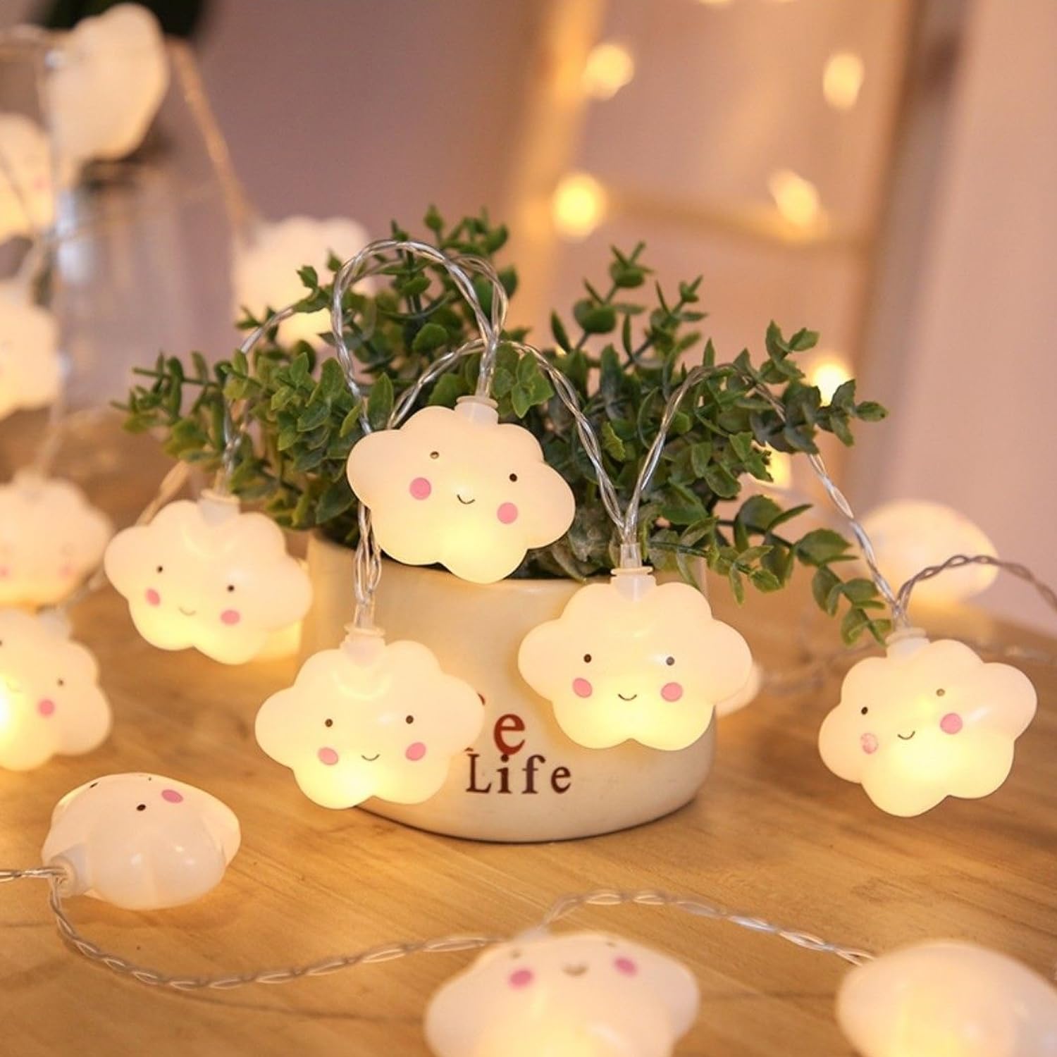 Party Propz Polypropylene White Cloud Light for Room Decor - 14 Feet, 10 Led, Lights for Kids Room, Cute Lights for Room, Kids Room Decoration Items, Lights for Girls Room Decor, Cloud Decoration - Image 2