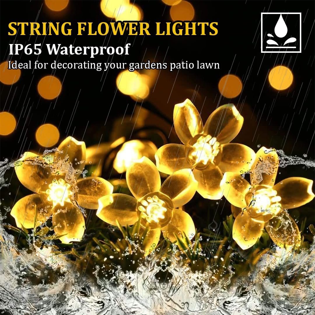 fizzytech Silicone Flower LED String Lights – 25 LED, 5 Meter Warm White Copper Wire Fairy Lights for Window, Wall, Garden, Diwali, Christmas, Wedding & Home Decoration - Image 3